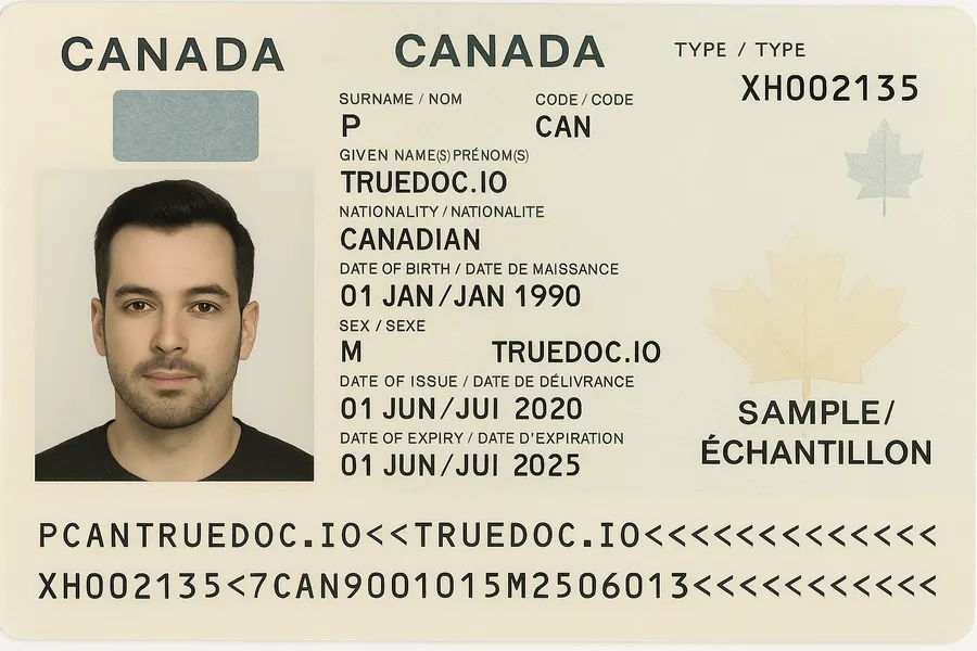 Sample scanned ID card document